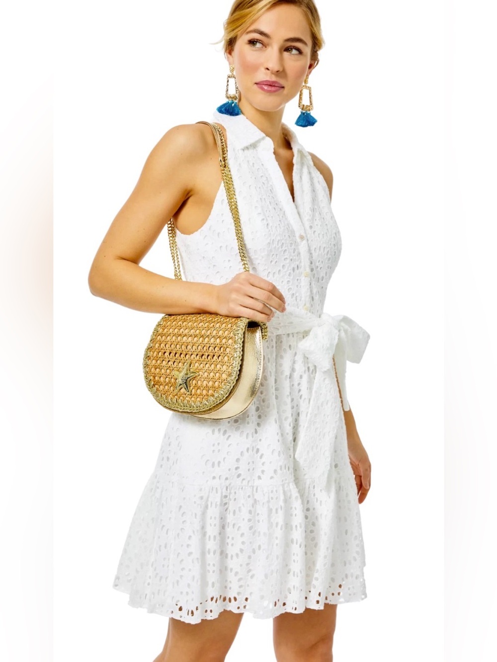 New w/Tags Lilly Pulitzer $218 Trisha Dress in Resort White eyelet Sz 14 - Picture 11 of 16